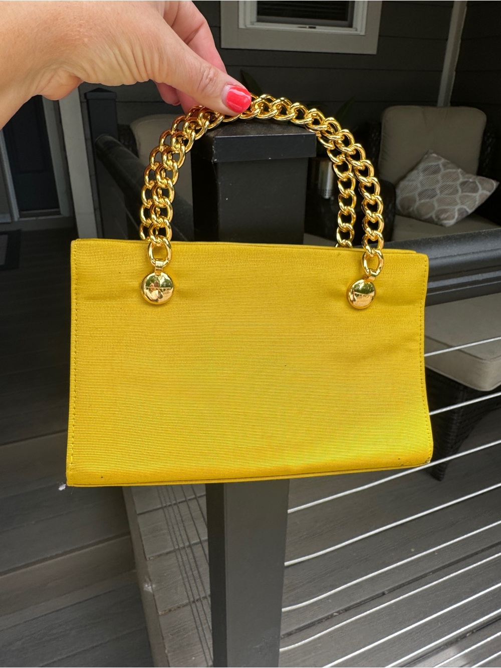 Givenchy Yellow Mini Top-Handle Bag with Gold Chain